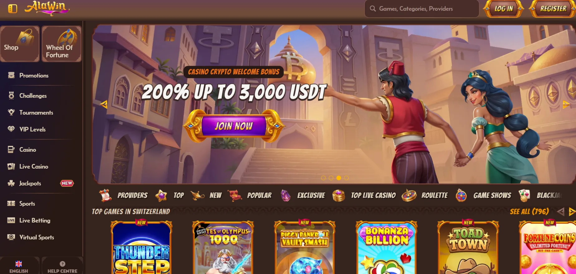 Alawin Casino Screen