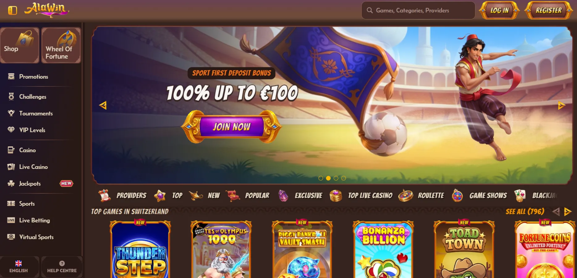Alawin Casino Screen