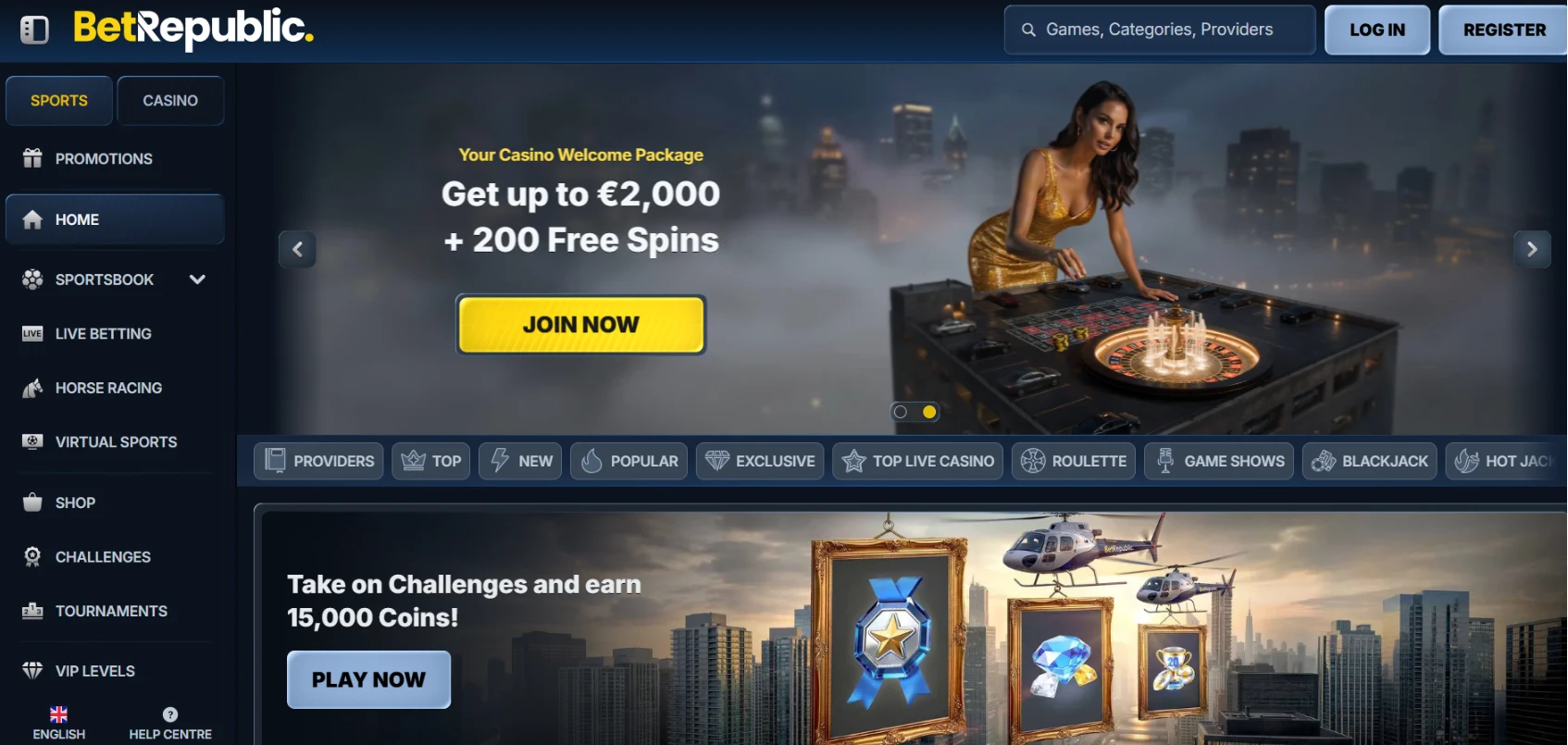BetRepublic Casino Screen