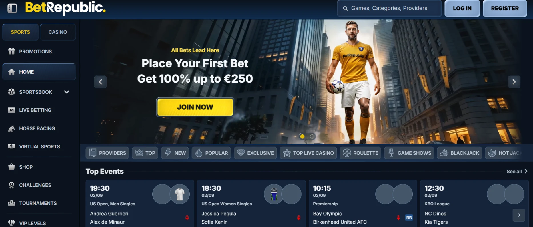 BetRepublic Casino Screen
