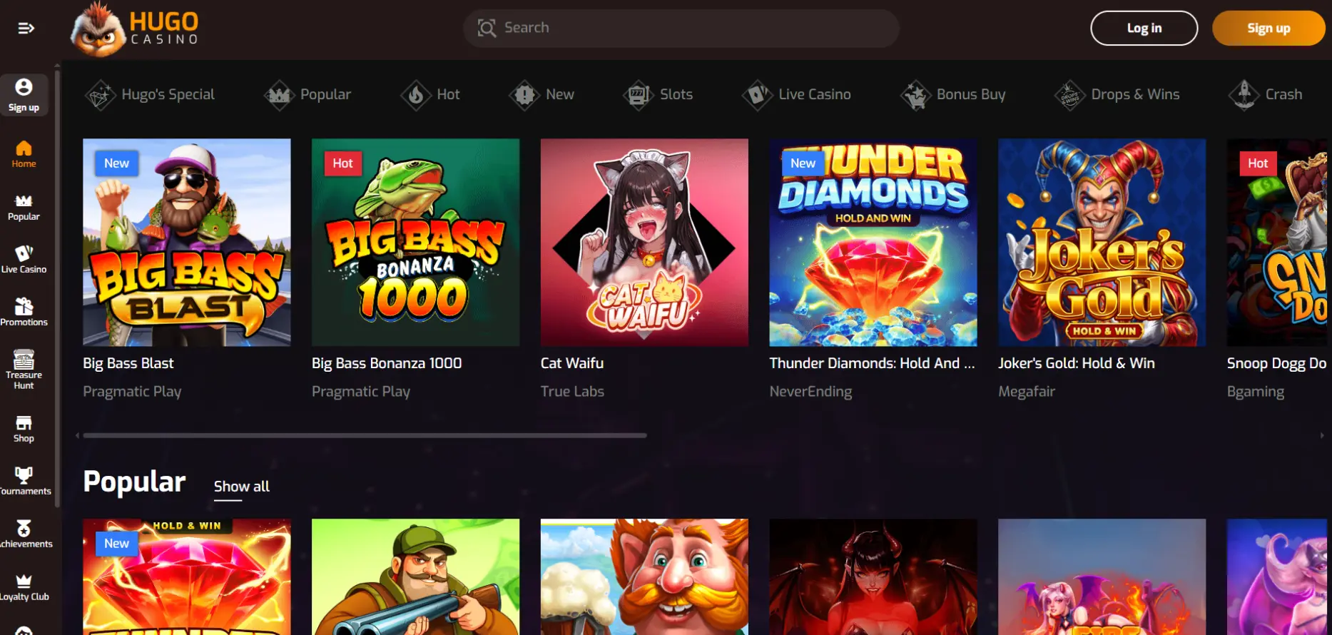 Hugo Casino Screen