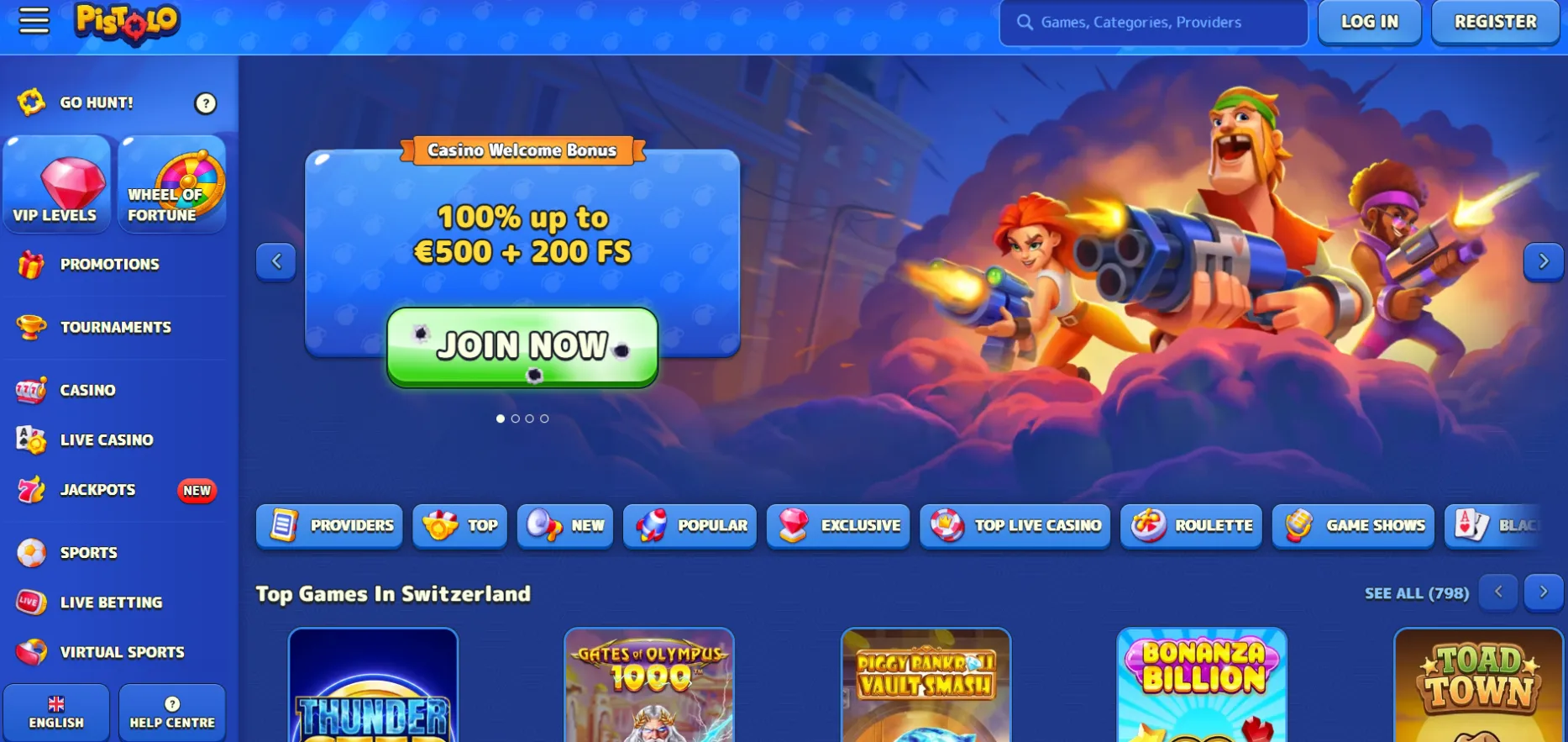 Pistolo Casino Screen